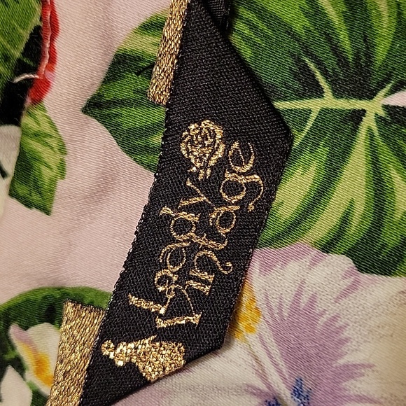 Lady Vintage Dress Butterfly Monstera Leaf Flower Print Cotton Sash Belt Size Sm - Picture 8 of 10